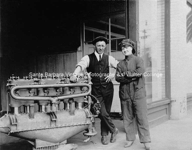 Loughead with Engine, c.1918 Santa Barbara Ca. TR66